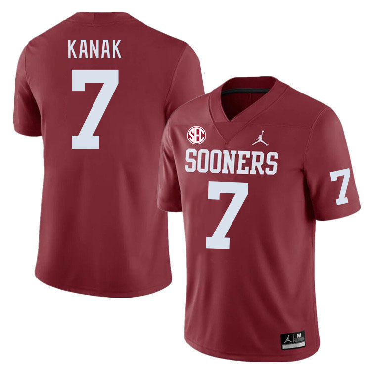 #7 Jaren Kanak Oklahoma Sooners 2024 SEC Conference College Football Jerseys-Crimson